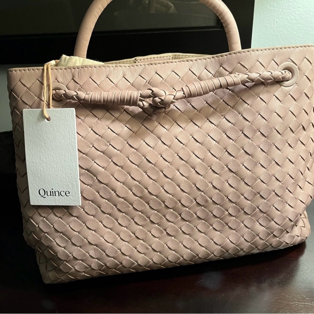 Large Quince Beige Woven Tote/Shoulder Bag - Taupe - Picture 8 of 13
